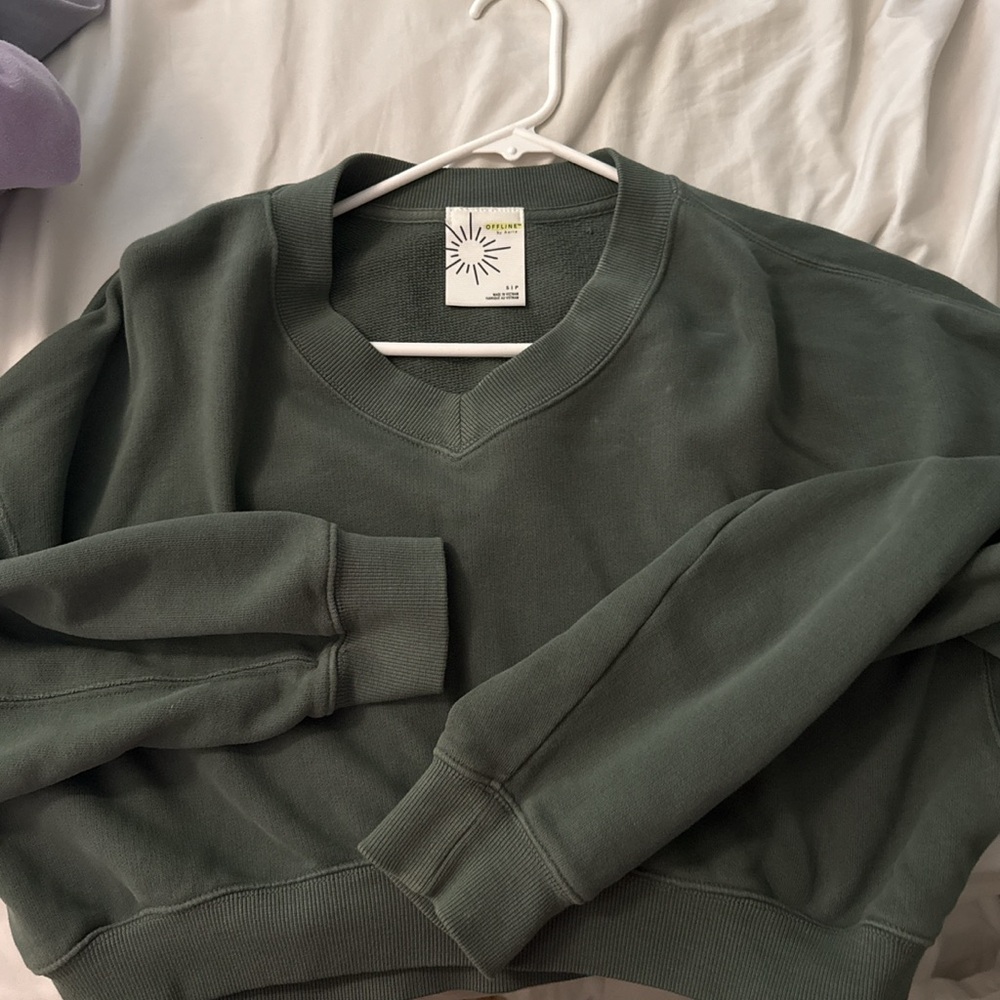 aerie Green V-Neck Sweater